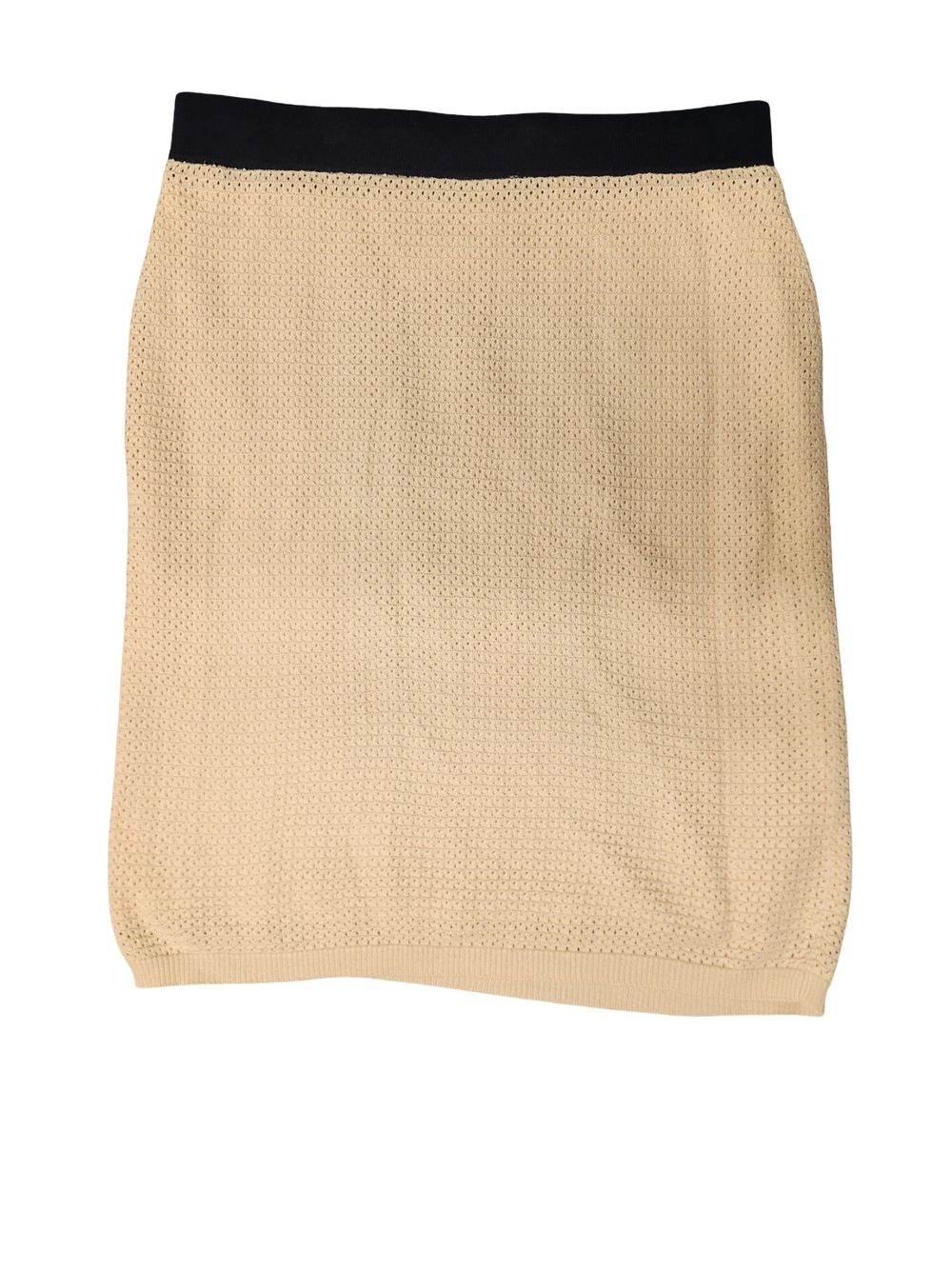 Anthropologie Flat White Cream Textured Pointelle Cotton Knit Skirt Contrast S